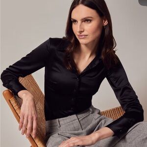 Hawes & Curtis Satin Fitted Black Shirt